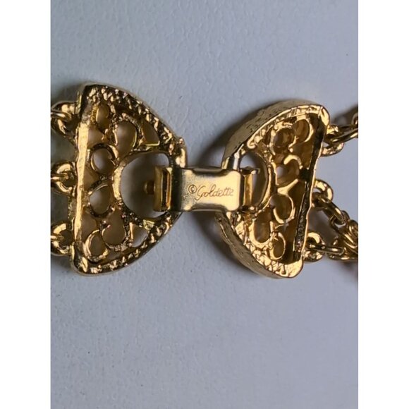 Goldette 3-Strand Gold-Tone Vintage Cupid Angel Intaglio Cameo Necklace - Picture 5 of 6